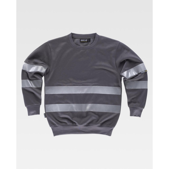 Sudadera clásica de cuello redondo con cintas reflectantes WORKTEAM Combi C9031