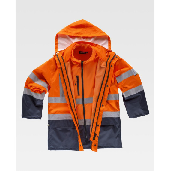 Parka convertível 4 em 1 impermeável de Alta Visibilidade WORKTEAM C3745