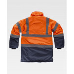 Parka with hidden nylon zipper and convertible collar High Visibility WORKTEAM C3710
