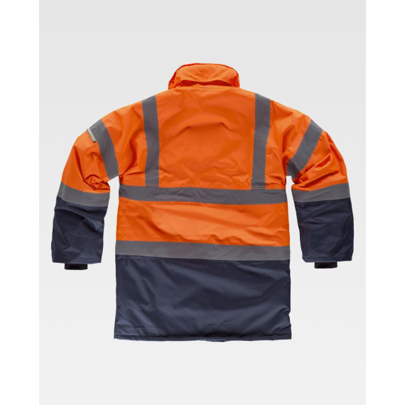 Parka with hidden nylon zipper and convertible collar High Visibility WORKTEAM C3710
