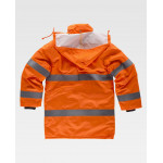 Parka Fluorescente impermeável de Alta Visibilidade com capuz removível WORKTEAM C3200
