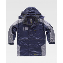 Parka acolchoado combinado em tecido de nylon castor