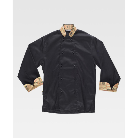 Unisex Kochjacke mit kombiniertem Ärmel und bedrucktem Saum WORKTEAM B9203