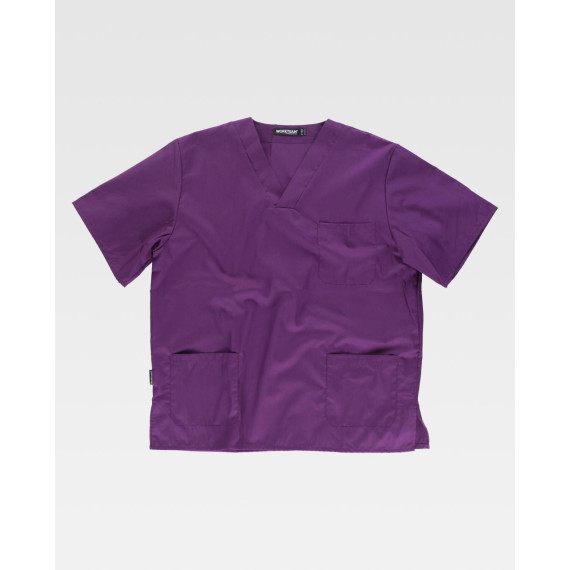 Veste de santé unisexe à manches courtes et décolleté en V croisé WORKTEAM B9200