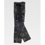 Pants with printed camouflage with reinforcement on knees