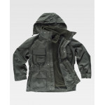Parka with removable inner fleece lining with reflective piping WORKTEAM S1130