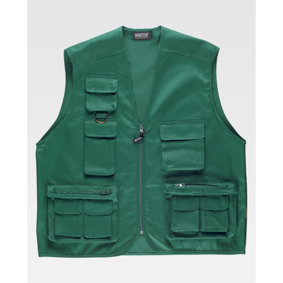 Colete industrial de pico decote e bolsos de peito