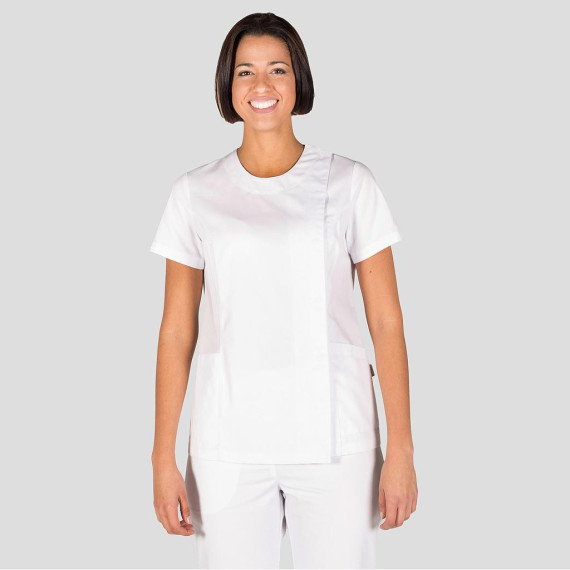 Women's Sanitary Blouse Short Sleeve With Round Neck Gary's Celia