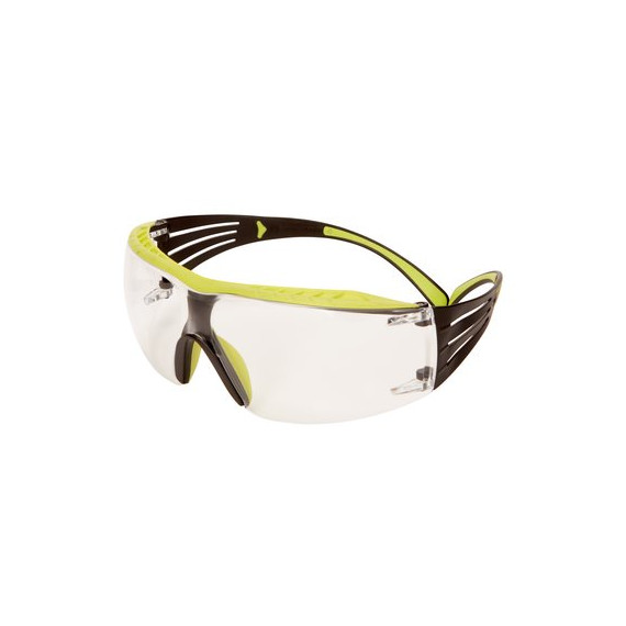 3M SecureFit 400x Safety Glass, Green / Black Mount, Antiray Treatment (K), Transparent Lenses, SF401xras-GRN