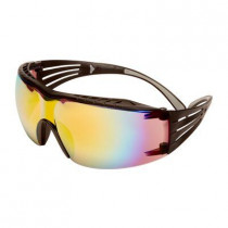 3M SecureFit 400X Gafas de seguridad, montura negra/negra, antiarañazos, lentes de espejo naranjas, SF416XAS-BLK
