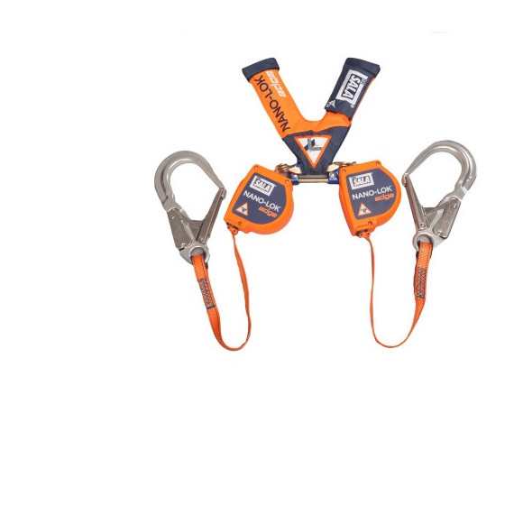 SRL avec nano-lok, cassé, testé sur des bords tranchants, double branche, 2,5 m, 57 mm Crochet 3M DBI-Chambre Nano-Loke Edge SRL