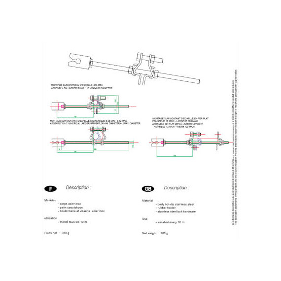 Intermediate Guide für vertikales Herbstsystem 3M Protecta Cabloc AC320