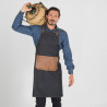 Denim apron with brown faux leather pocket GARY'S