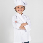 Chaqueta cocinero infantil en sarga blanco GARY'S con Cuello Mao