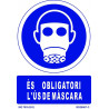 Signalisation en catalan Obligatoire port de masque en encres UV PVC 210 x 300mm SEKURECO