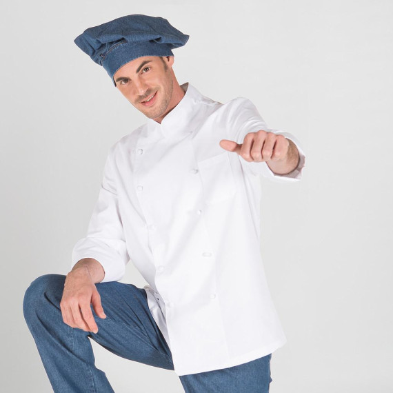 Chaqueta clásica de chef blanca manga larga GARY'S con puños vueltos