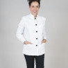 Jaqueta feminina de sarja branca de mangas compridas GARY'S com botões pretos