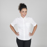 Woman shirt in short sleeve with mao neck with pocket on left chest Gary's
