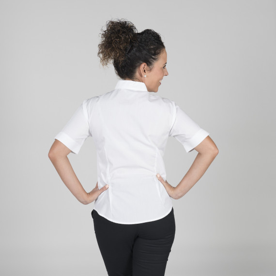 Woman shirt in short sleeve with mao neck with pocket on left chest Gary's