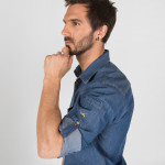 Camicia uomo a maniche lunghe regolabile in cowboy lavaggio di Gary's Mattia
