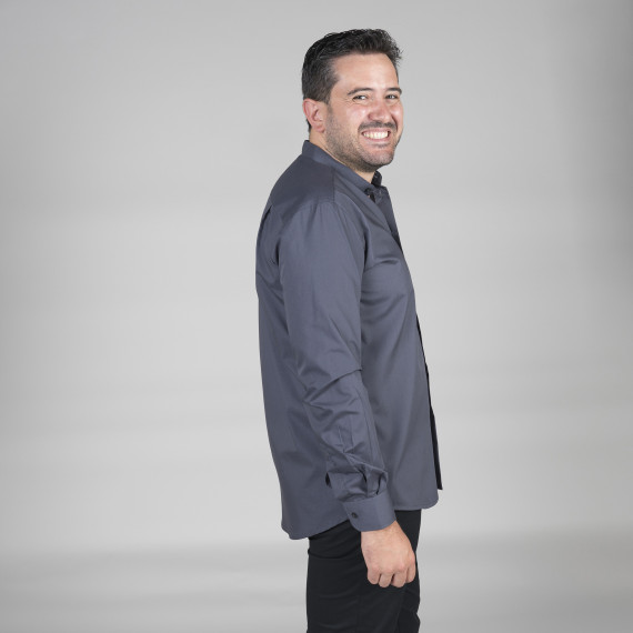 Camisa clásica hombre manga larga con cuello mao y puños abotonados GARY'S
