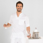Camisa fechada do homem com punho ajustável em Gary's Ibizenca falso de Linen