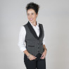 Women's vest in plain weave with gray country stripes GARY'S