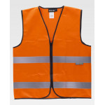 Chaleco técnico de alta visibilidad ribeteado con bies a contraste WORKTEAM C3610 naranja fluor