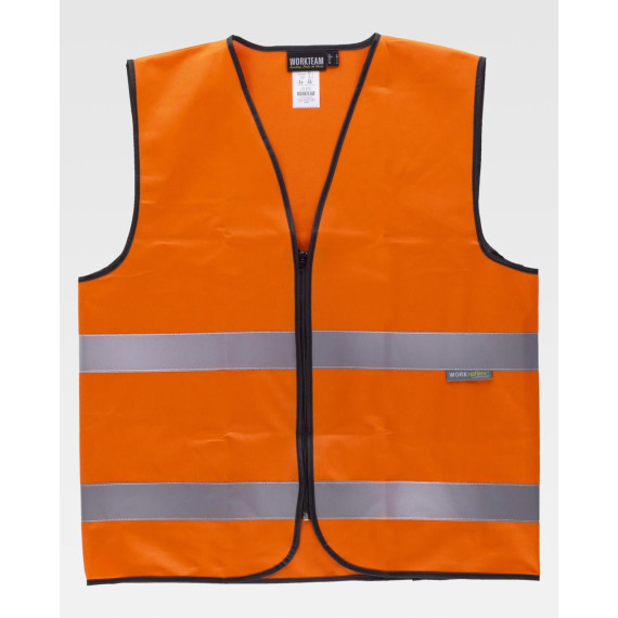 Alta visibilidade colete técnico que se afiação com contraste Bies WorkTeam C3610 Fluor Laranja