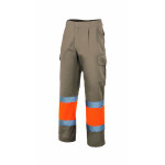 Pantalón flúor bicolor de alta visibilidad Multibolsillos combinado VELILLA Serie 157C - Prenda personalizada
