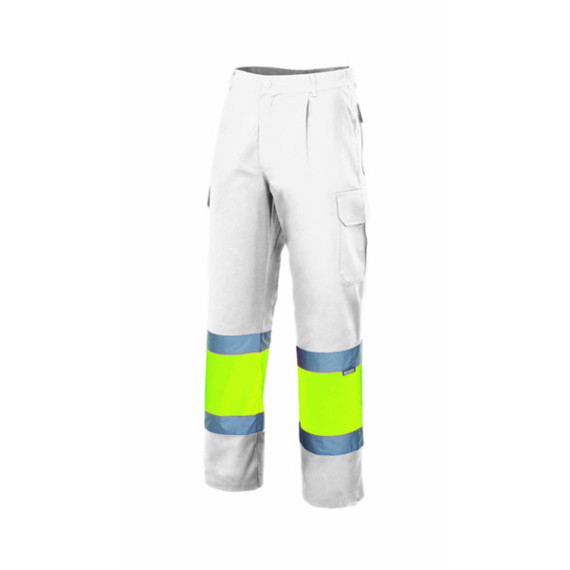 Hochsichtbare bicolor Fluoreszenz-Hose mit vielen Taschen, kombiniert mit VELILLA Serie 157C - Personalisierte Bekleidung.