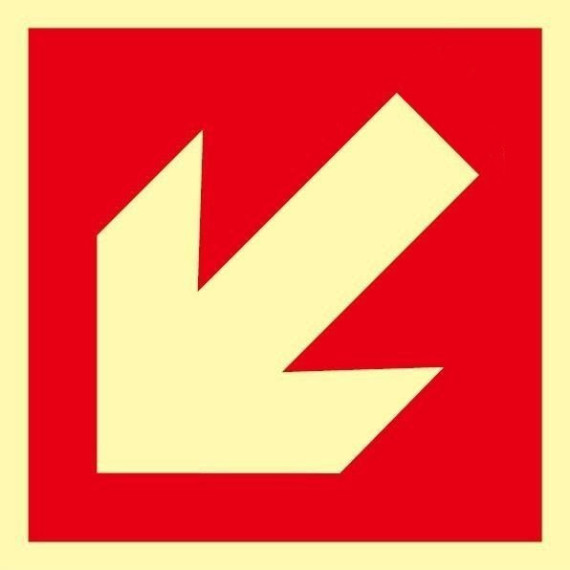 Evacuation signal with oblique arrow and luminescent layer Class A or Class B SEKURECO