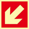 Oblique arrow evacuation sign with luminescent coating Class A SEKURECO