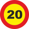 Metal Road Sign 20 Km/h Maximum Speed Diameter 500 mm