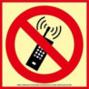 Señal de prohibición de uso de teléfonos móviles Clase A 210 x 210 mm fotoluminiscente SEKURECO