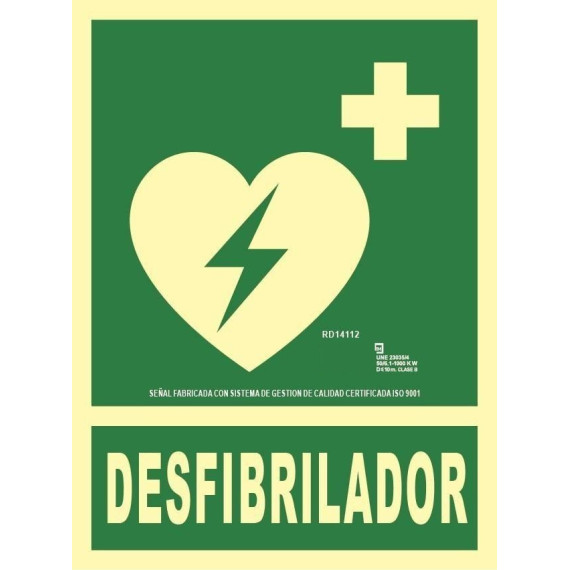 Emergency signal Defibrillator in aluminum class A 210X300 SEKURECO