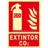Señal de seguridad Extintor Co2 con esquina perforada aluminio Clase A, 210 x 300 mm FA00906 SEKURECO
