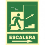Sinal de evacuação Escada Subida direita em alumínio Classe A 210 x 300 mm SEKURECO