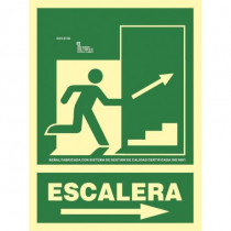 Señal de evacuación Escalera Subida derecha en aluminio Clase A 210 x 300 mmSEKURECO