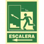 Señal de evacuación Escalera Subida Izquierda Aluminio Clase A 210 x 300 mm SEKURECO