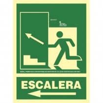 Sinal de evacuação Escada Subida Esquerda Alumínio Classe A 210 x 300 mm SEKURECO