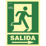 Señal de Salida con flecha derecha 210 x 300 mm Aluminio Clase A SEKURECO