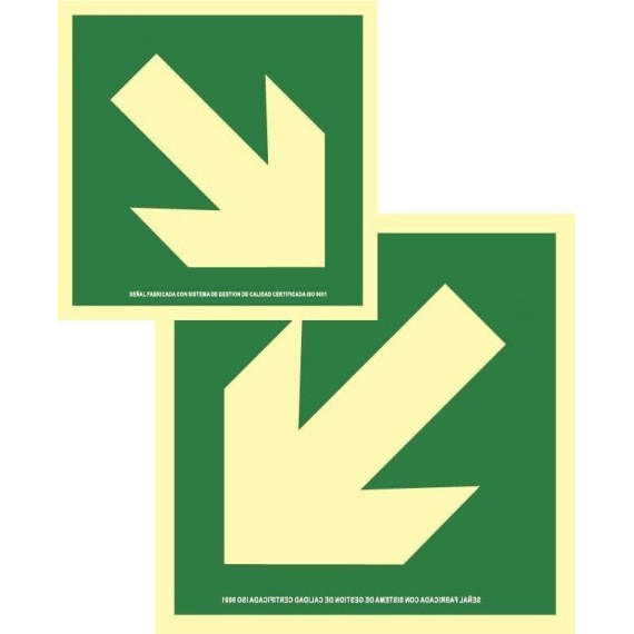 Right arrow evacuation signal in aluminium Class A SEKURECO