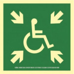 Segnale di evacuazione Punto di Riunione per Disabili in alluminio Classe A 210 x 210 mm SEKURECO