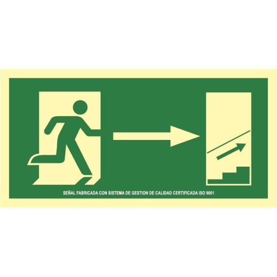 Evacuation signal Up Straw Stair in aluminum Class A SEKURECO