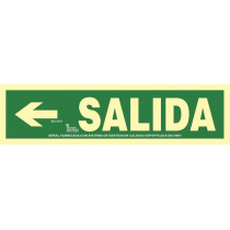 Segnale di evacuazione Uscita freccia sinistra in alluminio Classe A 105 x 402 mm SEKURECO