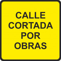 Sinal de estrada metálico cortado por obras lado 500 mm