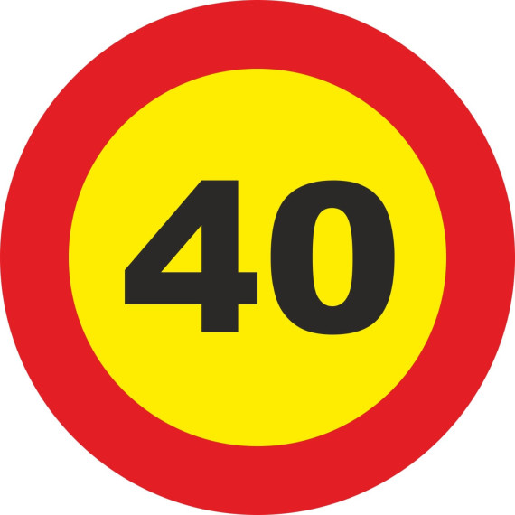 Metallic road sign 40 km / h Maximum speed Diameter 500 mm
