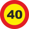 Metal Road Sign 40 Km/h Maximum Speed Diameter 500 mm