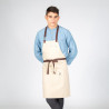 Beige apron with bib and linked buckle 80X68 cm, chefs and cafeterias UNIFORMS GARY'S